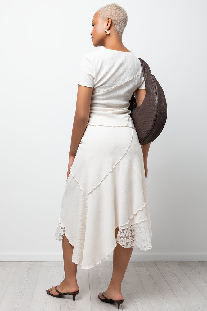 Asymmetrical Crinkle Skirt White (2)