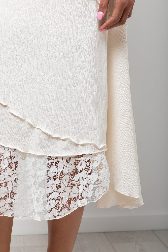 Asymmetrical Crinkle Skirt White (3)