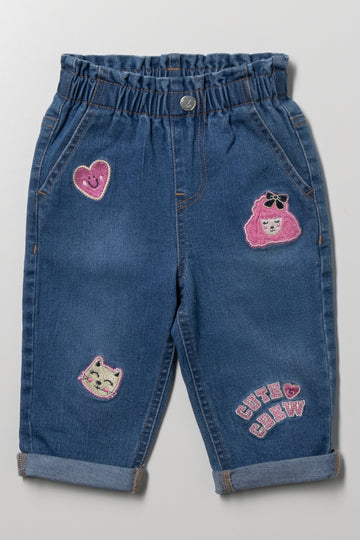 Barrel Leg Denim Jeans Blue