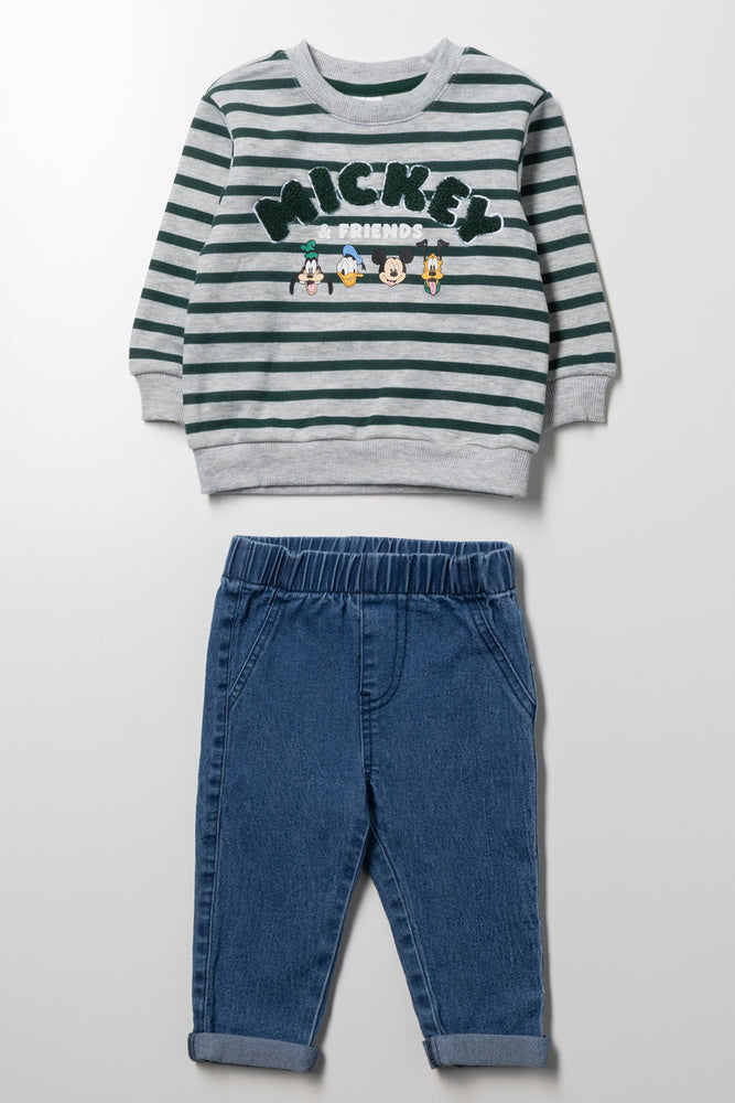 Mickey Mouse Denim Set Grey And Blue