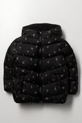 Ditsy Puffer Jacket Black