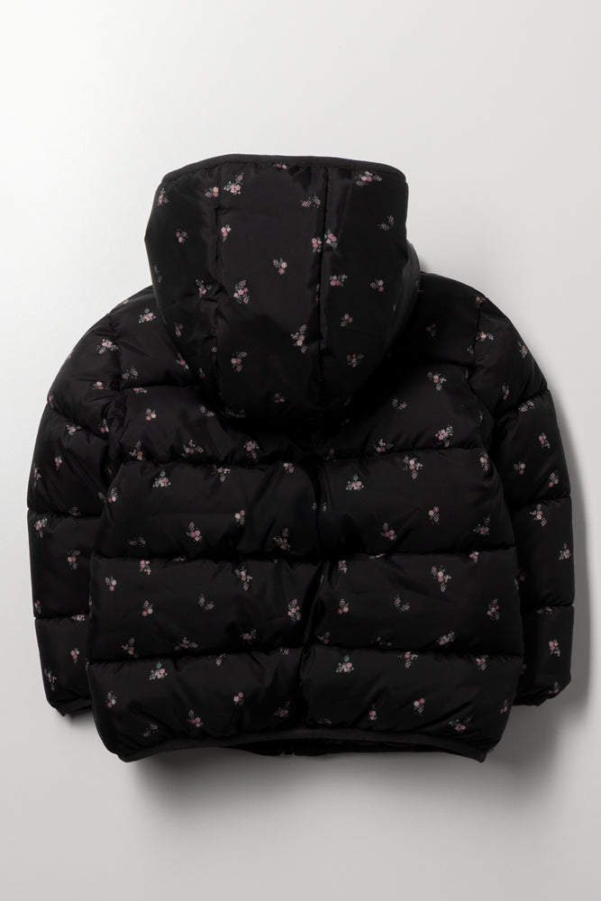 Ditsy Puffer Jacket Black (2)