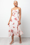Rose Chiffon Strappy Dress Pink