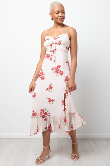 Rose Chiffon Strappy Dress Pink