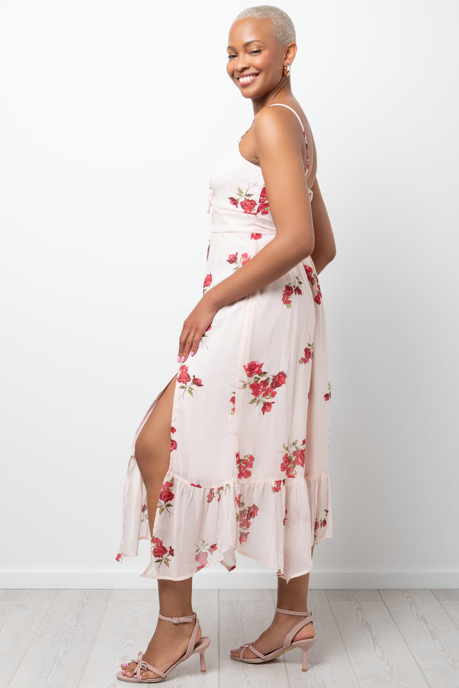 Rose Chiffon Strappy Dress Pink (2)