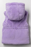 Sleeveless Fur Hooded Jacket Lilac (2)