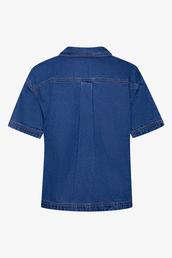 Short Sleeve Denim Tunic Blue
