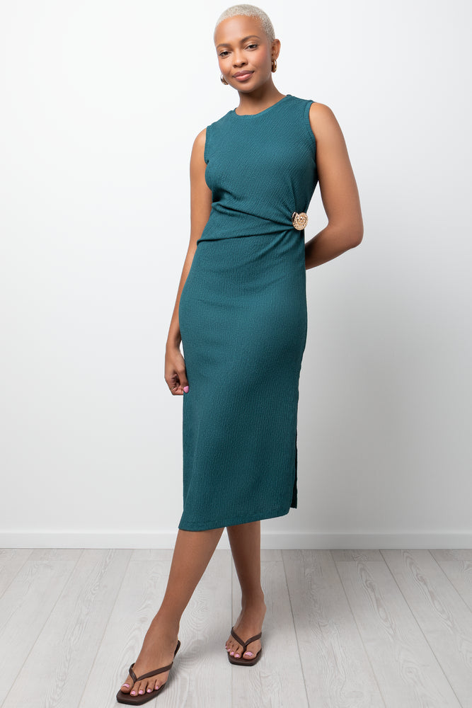 Textured Midi Dress Teal