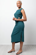 Textured Midi Dress Teal (1)