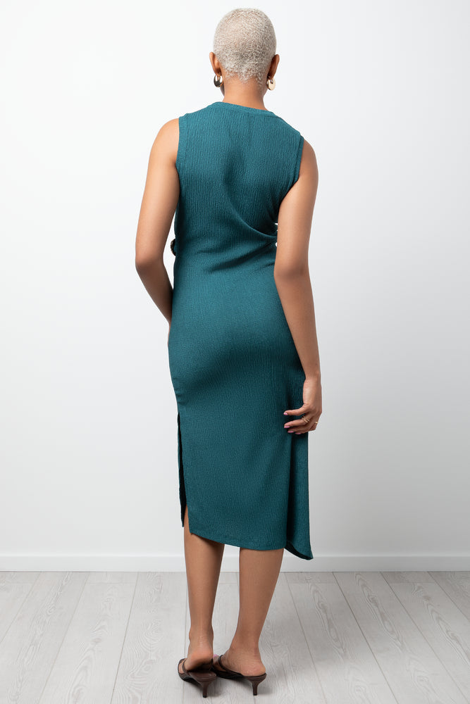 Textured Midi Dress Teal (2)