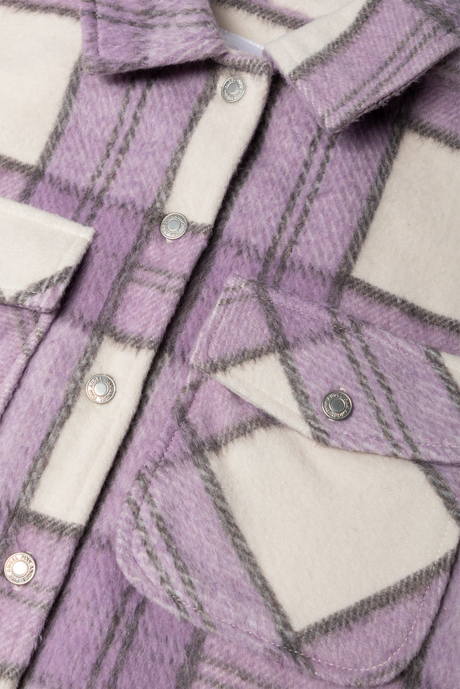 Check Shacket White And Pink