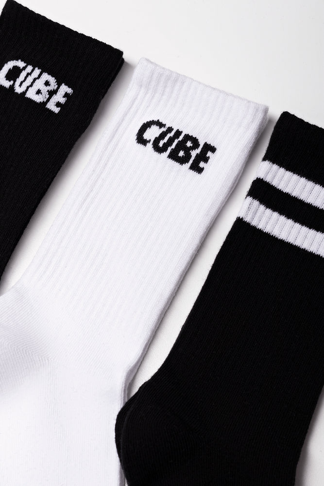 3 Pack Socks Black And White (3)