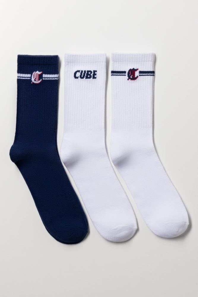 3 Pack Socks White And Navy (1)