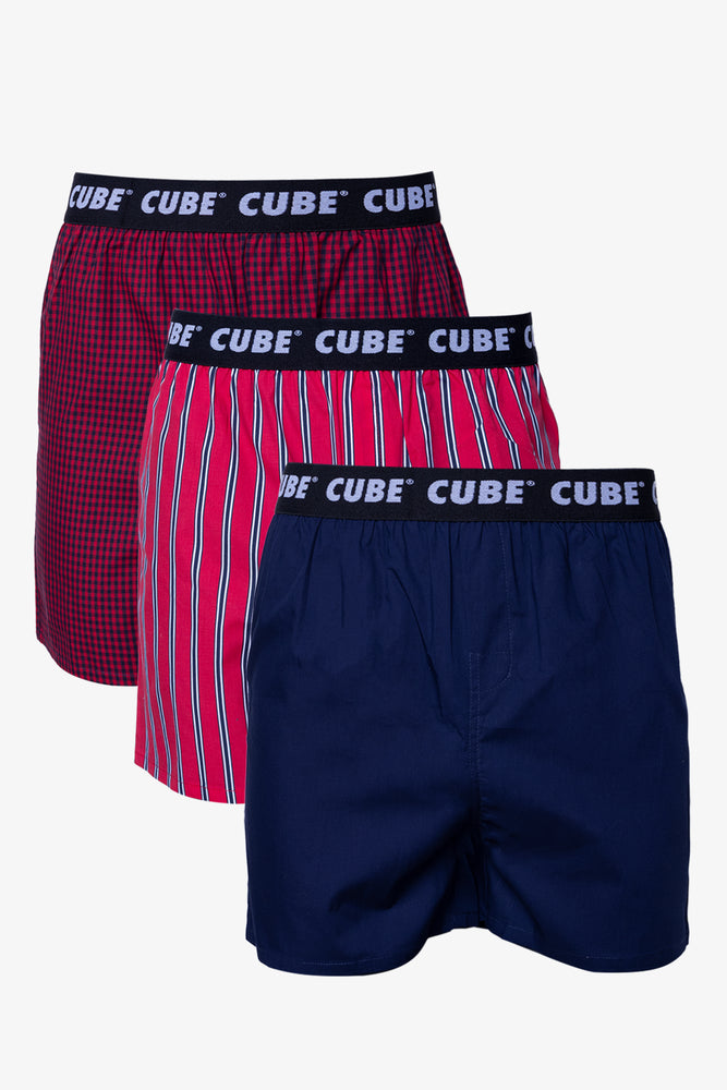 3 Pack Boxers Navy And Red