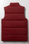 Zip Through Sleeveless Puffer Gilet Red (2)