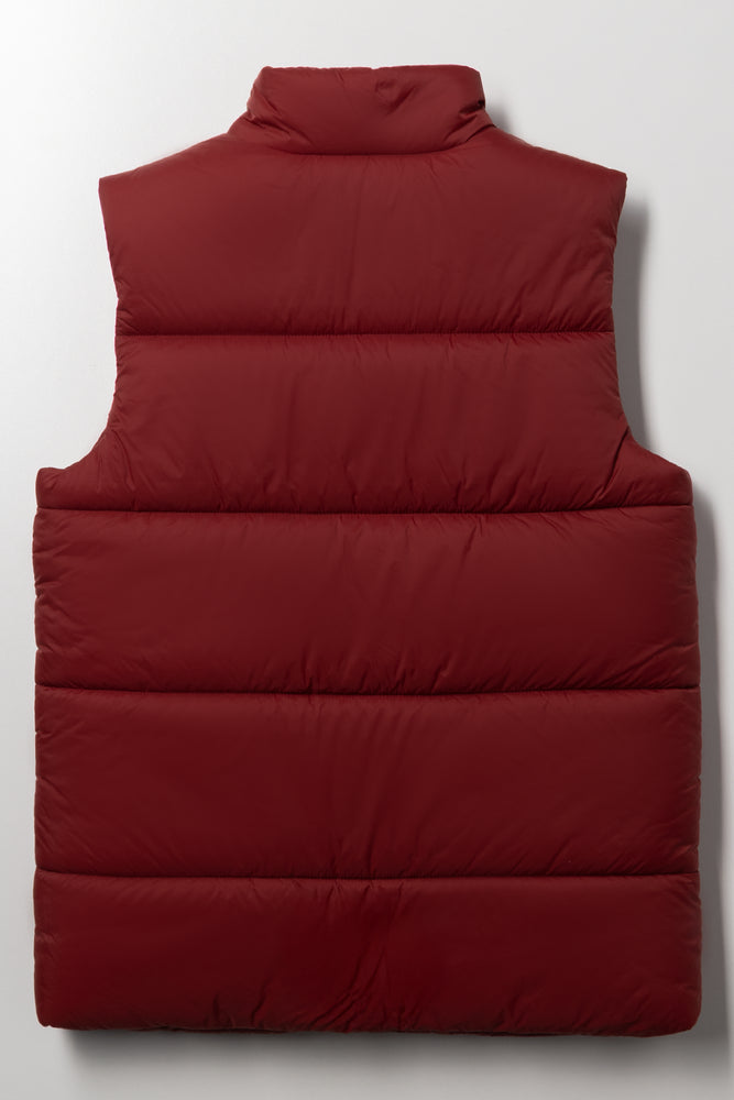 Zip Through Sleeveless Puffer Gilet Red (2)