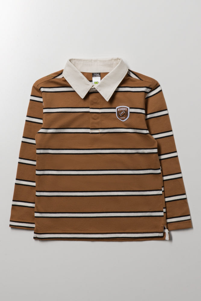 Long Sleeve Stripe Golfer Brown