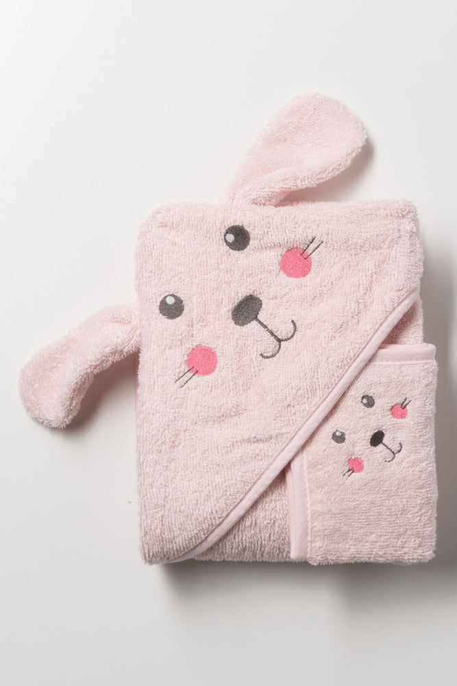 2 Piece Bunny Towel Set Pink