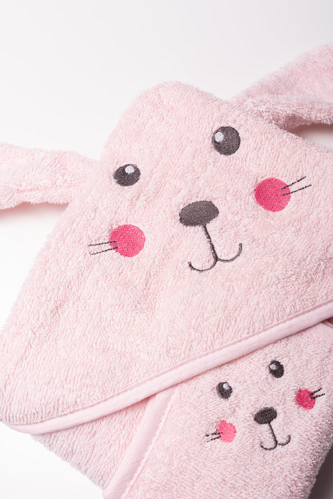2 Piece Bunny Towel Set Pink