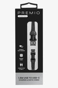 Black Premio Braided USB to USB-C Cable 1.8m (1)