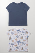 2 Pack Short Sleeve T-Shirt Blue And White (2)