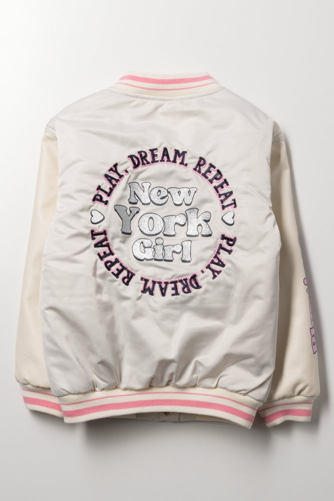 NYC Baseball Jacket Cream (2)