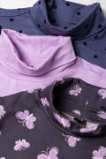 3 Pack Butterfly Polonecks Dark Grey, Lilac And Blue (1)