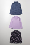 3 Pack Butterfly Polonecks Dark Grey, Lilac And Blue (2)