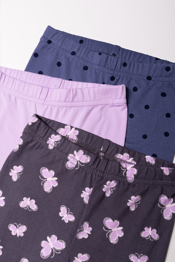 3 Pack Leggings Charcoal, Navy And Pink (1)