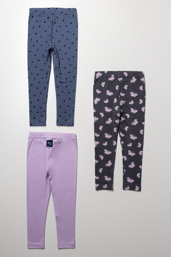 3 Pack Leggings Charcoal, Navy And Pink (2)