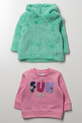 2 Pack Fun Hoodies Green And Pink