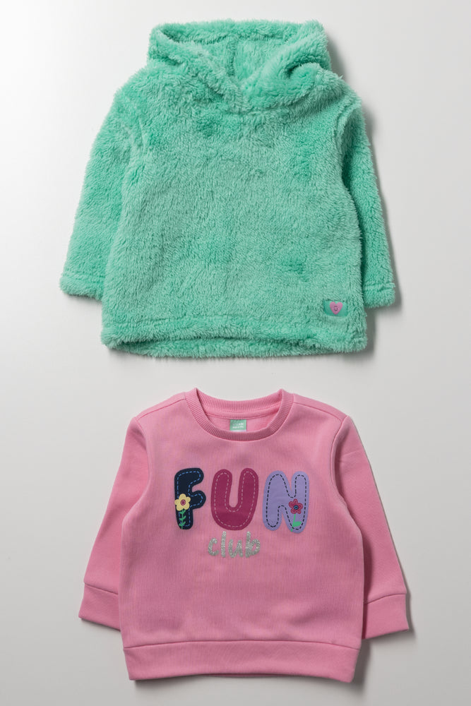 2 Pack Fun Hoodies Green And Pink