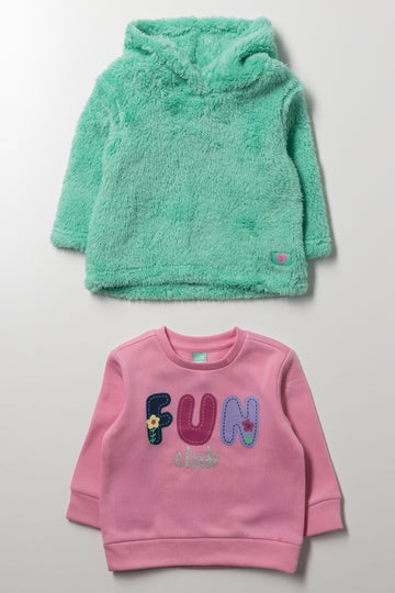 2 Pack Fun Hoodies Green And Pink