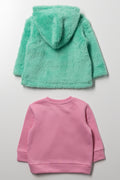 2 Pack Fun Hoodies Green And Pink (2)