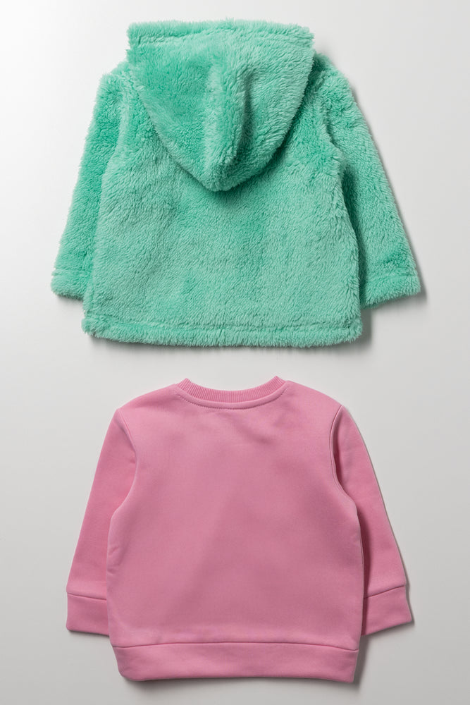 2 Pack Fun Hoodies Green And Pink (2)