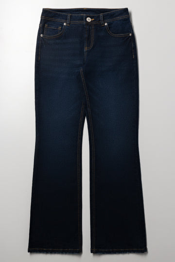 Stretch Flare Denim Jeans Dark Blue