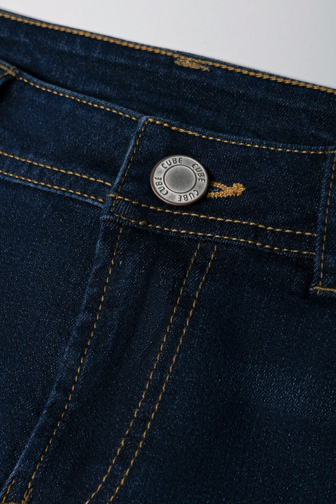 Stretch Flare Denim Jeans Dark Blue (4)