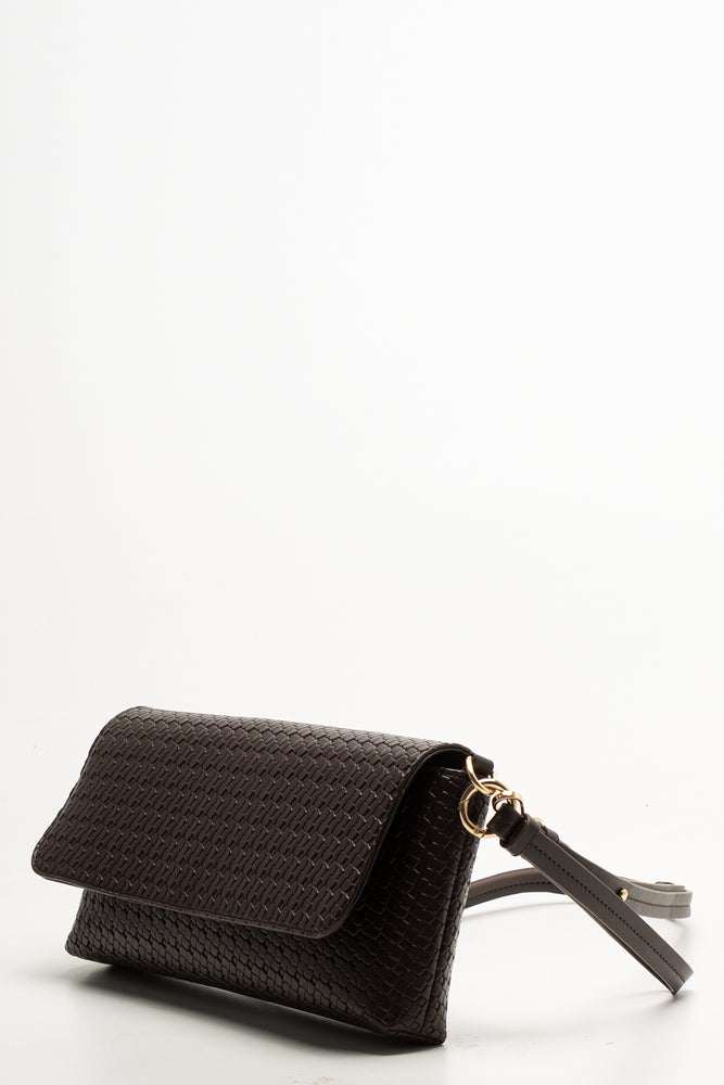 Weave Clutch Bag Brown