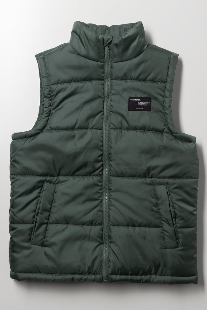 Zip Through Gilet Green