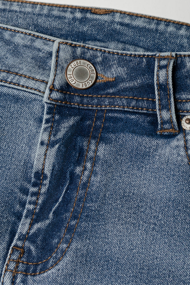 Flare Leg Denim Jeans Blue (4)