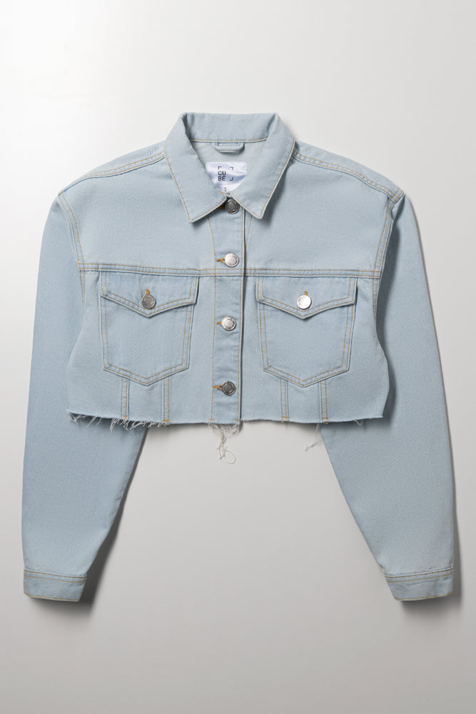 Cropped Denim Jacket Light Blue