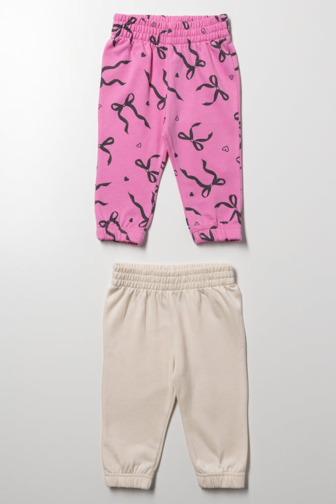 2 Pack Trackpants Pink And Natural