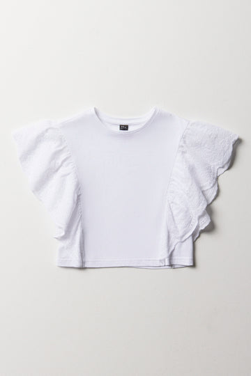 Anglaise Sleeve Top White