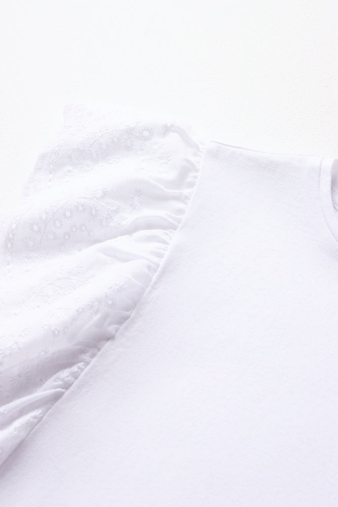 Anglaise Sleeve Top White