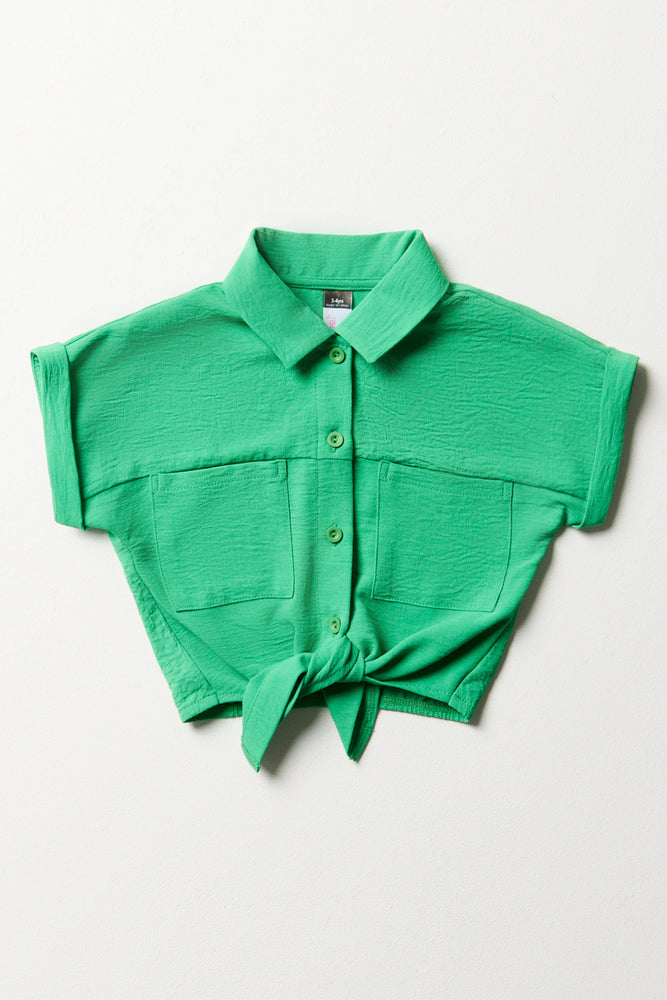 Tie Front Resort Shirt Green