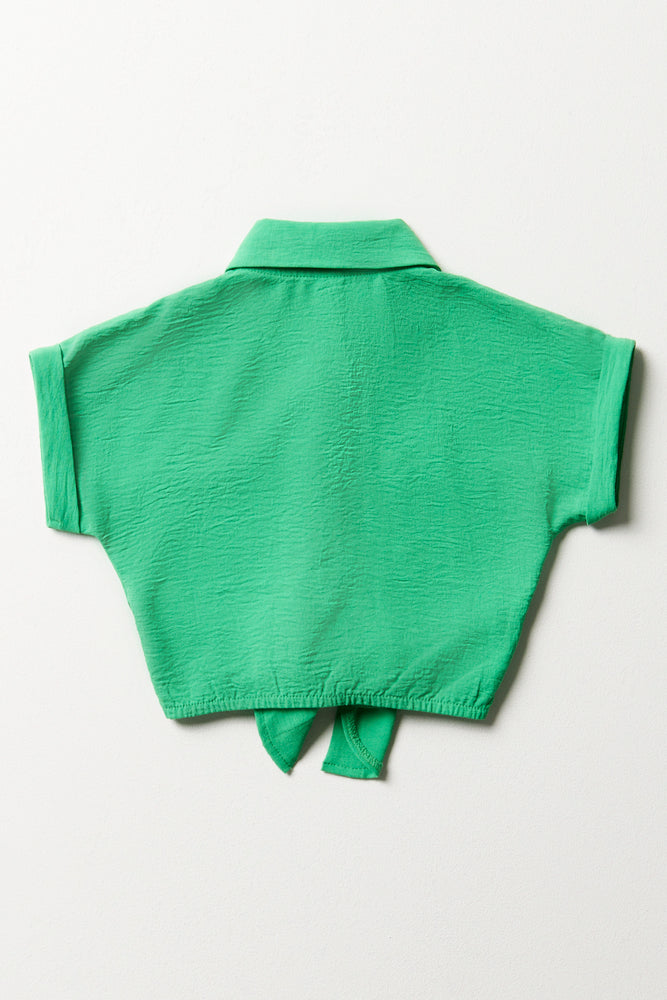 Tie Front Resort Shirt Green (2)