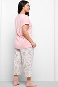 Heart Floral Capri Pyjamas Light Pink (2)
