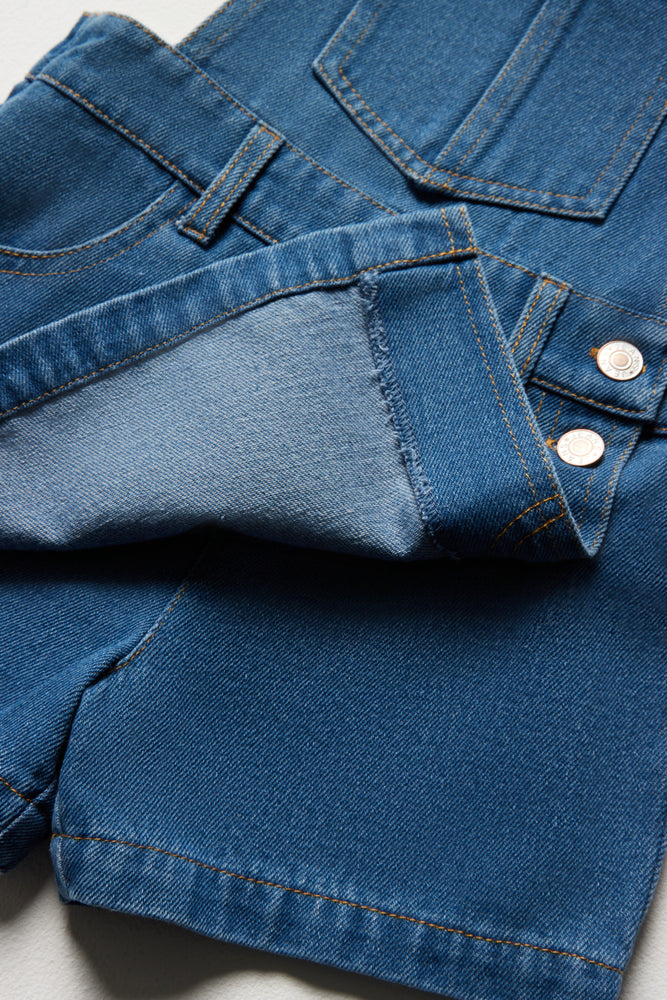 Skort Dungaree With Rib T-Shirt Blue (3)