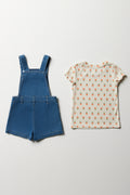 Skort Dungaree With Rib T-Shirt Blue (6)