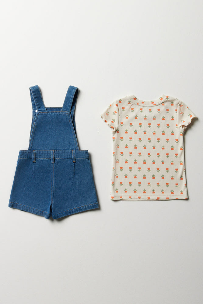 Skort Dungaree With Rib T-Shirt Blue (6)